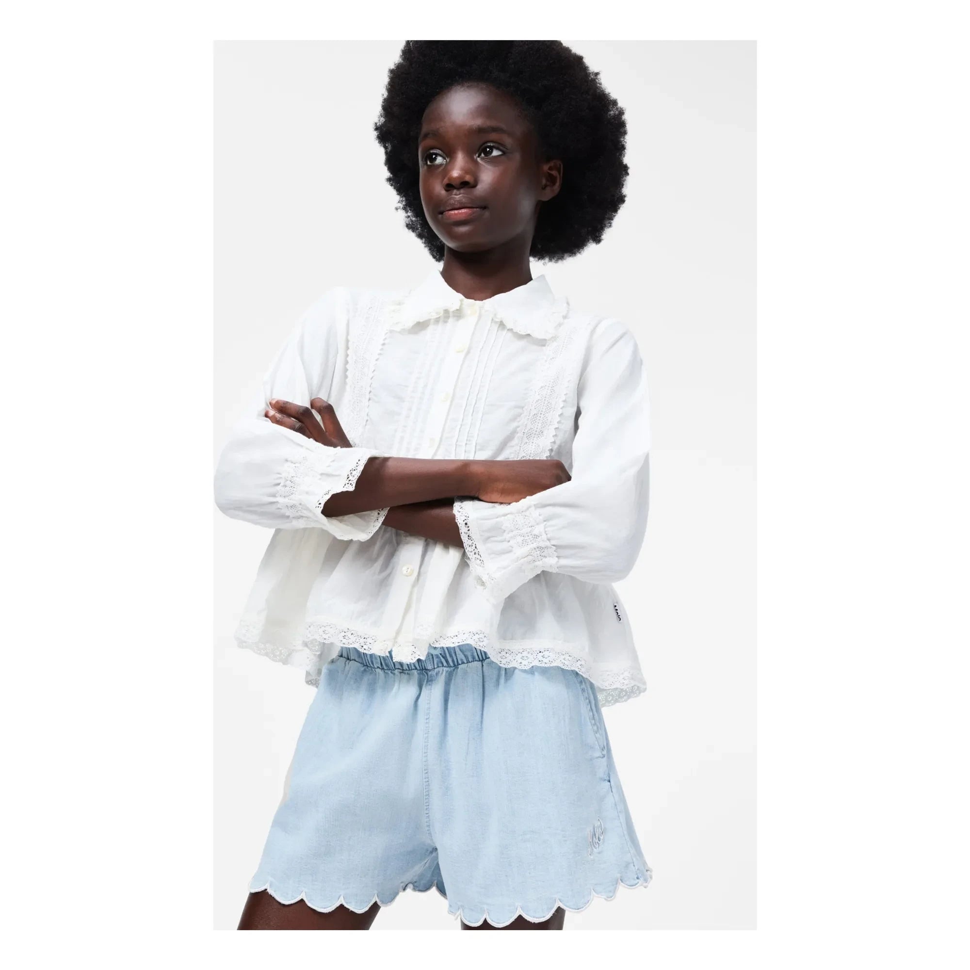 Molo - Reece Bio-Baumwolle Bluse mit Rüschen | Weiß