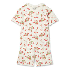 Sleepy Doe - Pyjama-Set aus Bio-Baumwolle mit Erdbeer-Motiv | Ecru