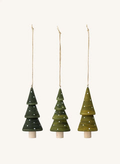 Bloomingville - Jayli Weihnachtsbaum Ornament Set - 3er Set | Grün
