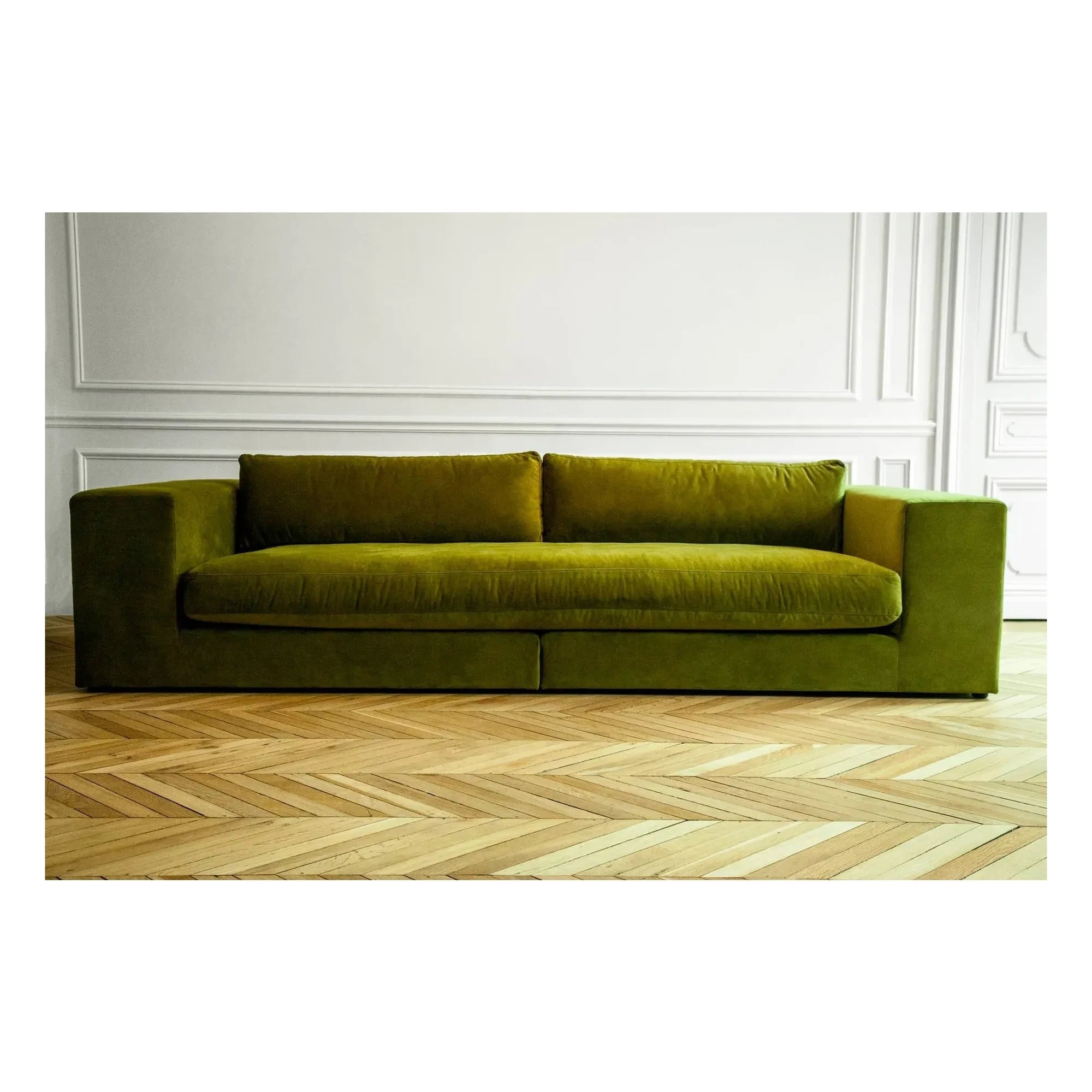 Panac Edition - Bellechasse 4-Sitzer Sofa, Rohsamt - 275 cm | Moosgrün