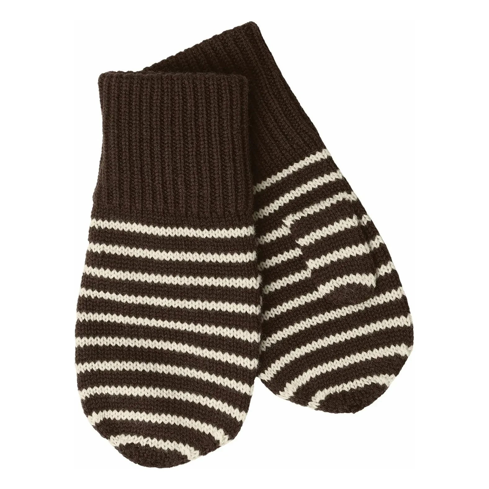 FUB - Gestreifte Merinowollhandschuhe | Braun