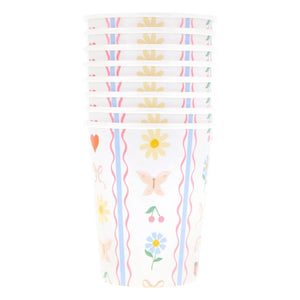 Meri Meri - Little Garden Becher - 8er Set | Ecru