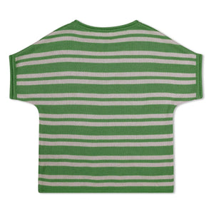 Matona – Gestreiftes T-Shirt aus dünnem Bio-Baumwollstrick | Grün