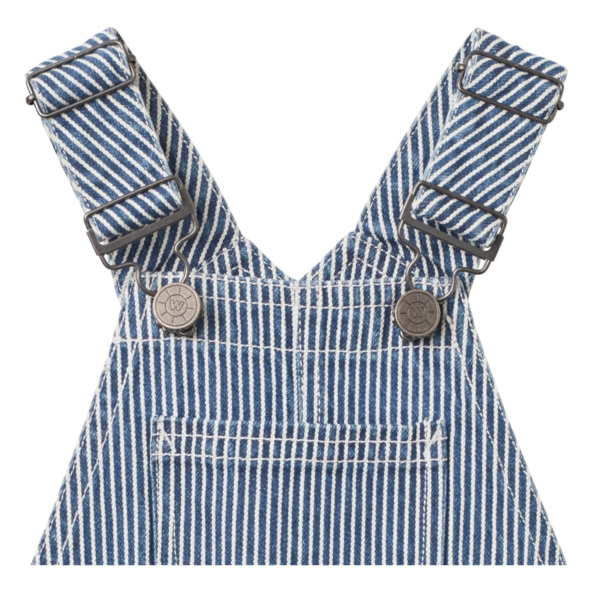 Wheat - Gestreifter Denim Bio-Baumwolle Latzhose | Blau