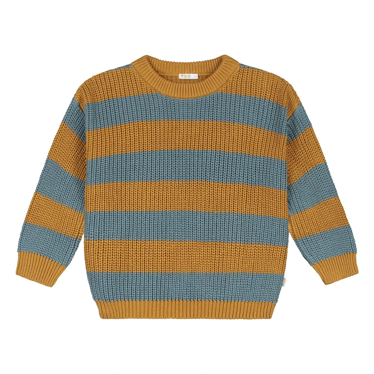 Yuki - Gestreifter Bio-Baumwollpullover | Senf