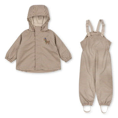 Konges Sløjd - Gestreiftes Regen-Set | Beige