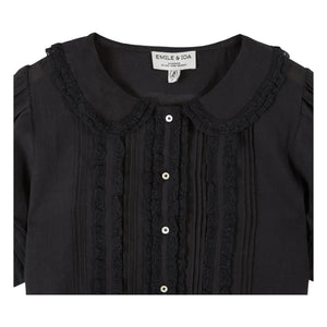 Emile et Ida - Vintage Spitzen-Bluse aus Baumwolle | Schwarz