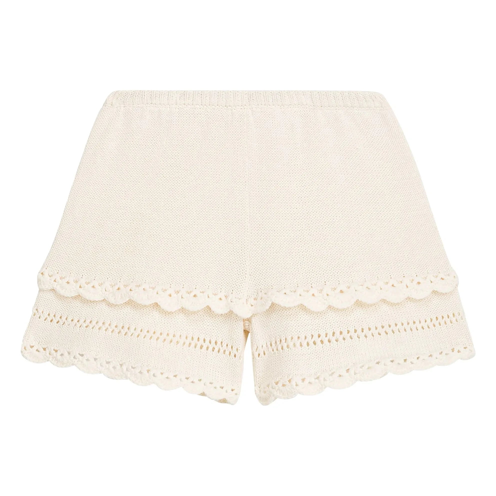 Louise Misha - Mekylane Netzshorts mit Lochmuster | Creme