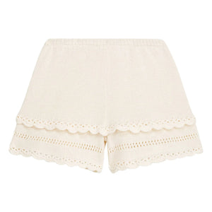 Louise Misha - Mekylane Netzshorts mit Lochmuster | Creme
