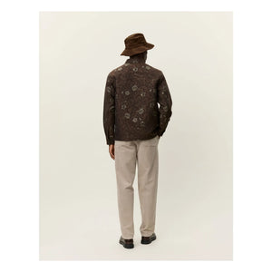 Les Deux - Kaleb Jacquard-Hemdjacke mit Blumenmuster | Braun
