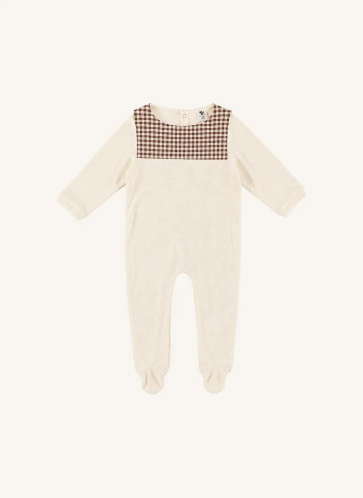 Risu Risu - Organik Pamuklu Ekose Denizci Pijama | Ecru
