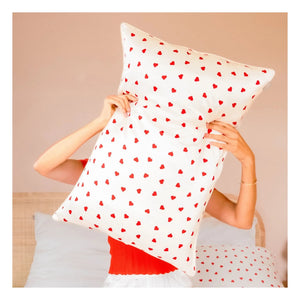 Emily's Pillow - Herzbedruckter Maulbeerseiden-Kissenbezug | Creme
