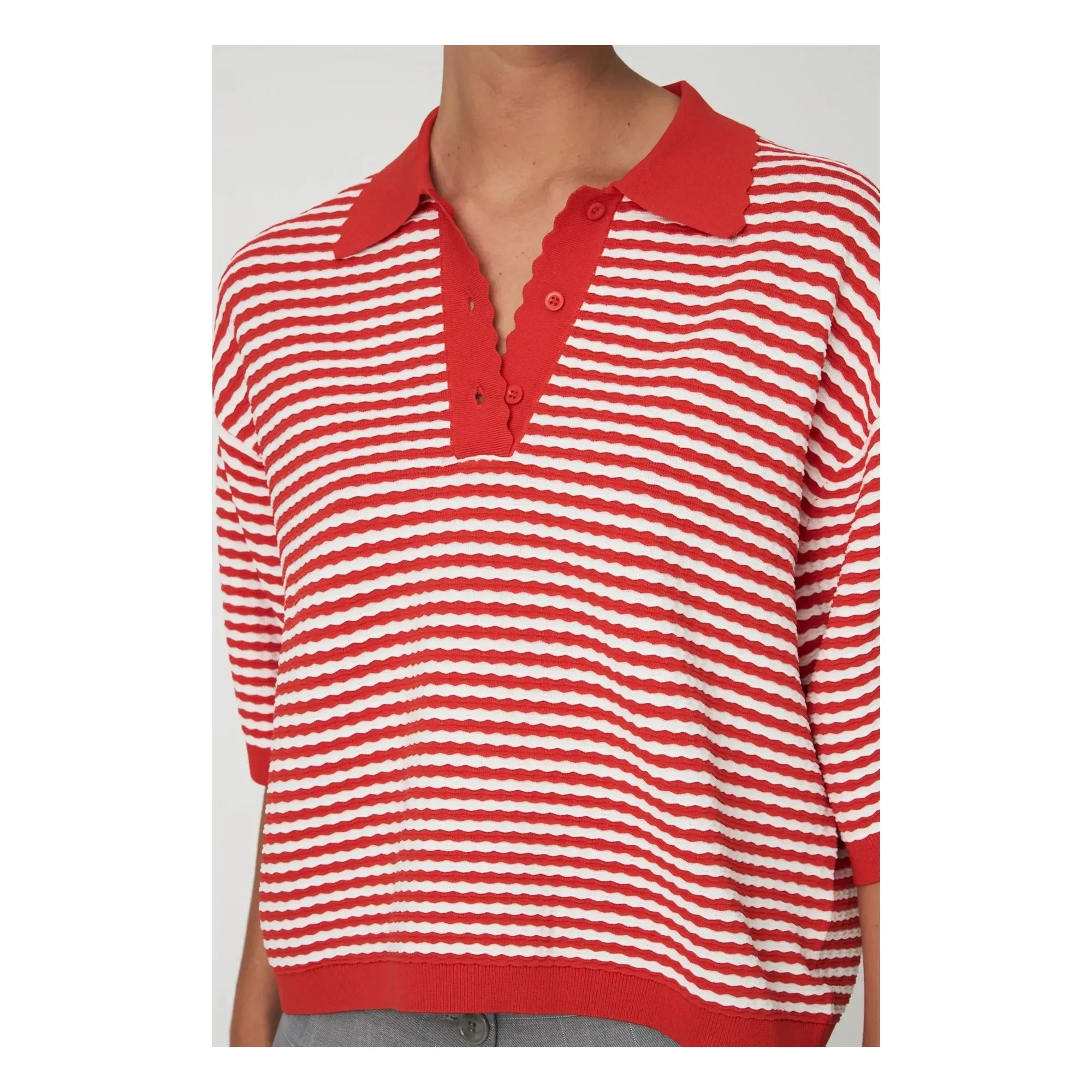 Stella Nova - Rot gestreiftes Poloshirt