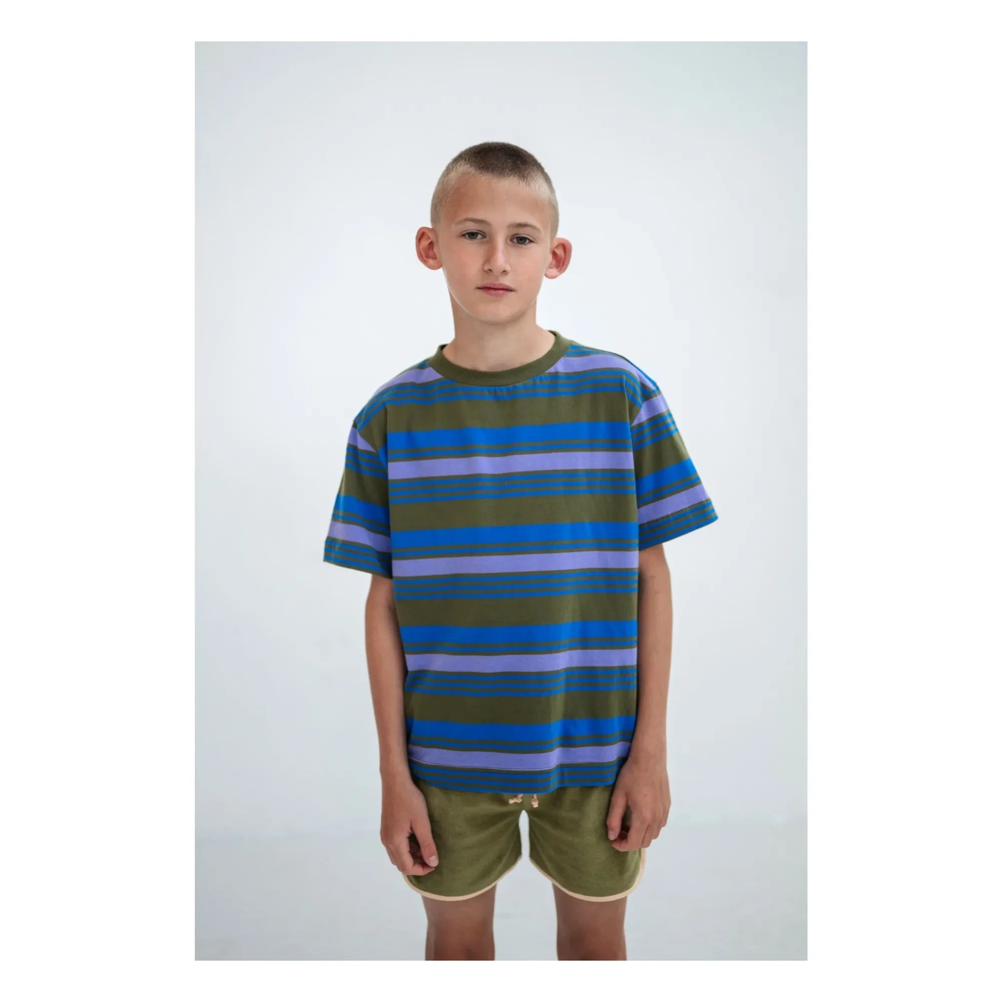 Repose AMS - Gestreiftes T-Shirt aus Bio-Baumwolle | Khaki