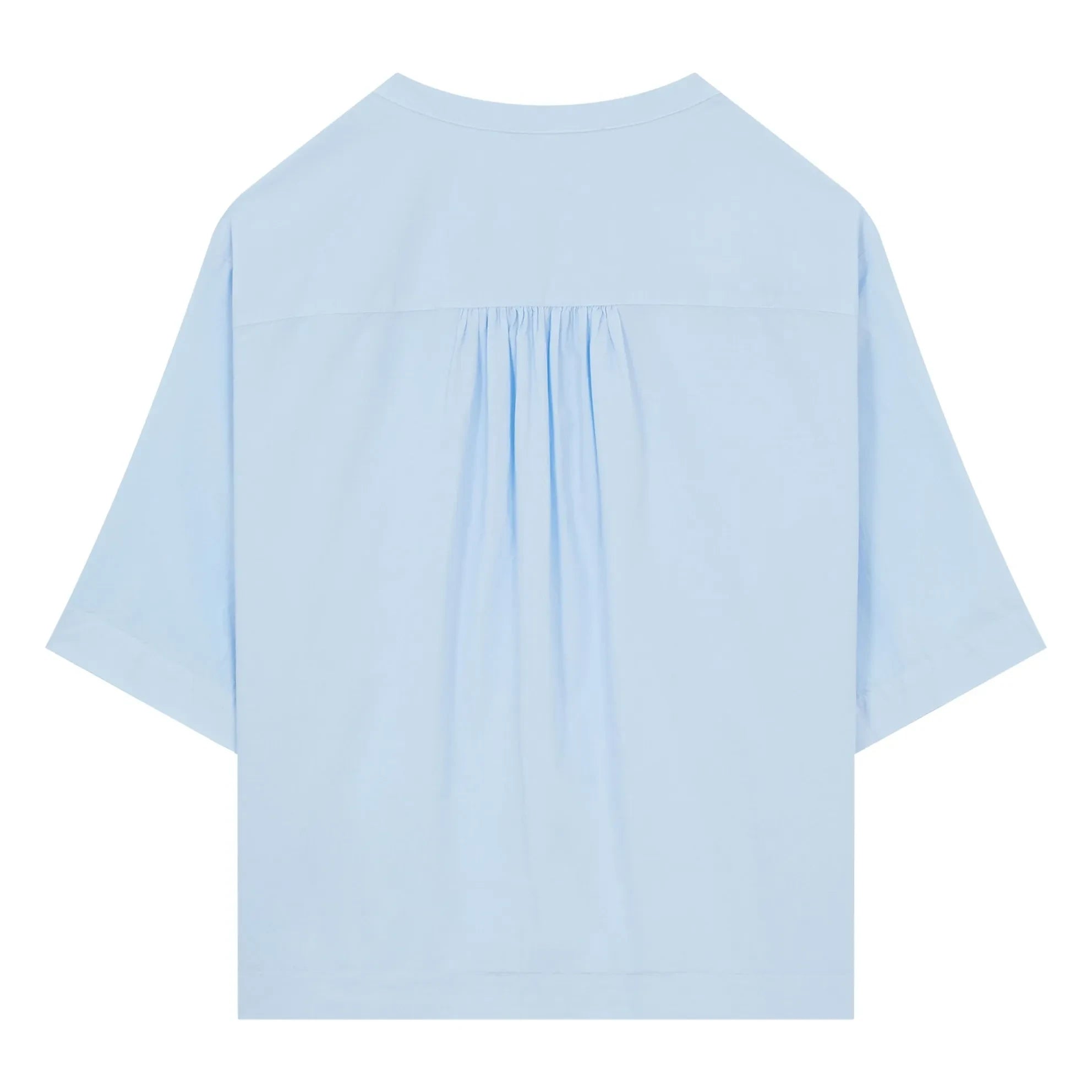 Pomandère - Kurzärmelige Bluse aus Baumwollpopeline | Hellblau