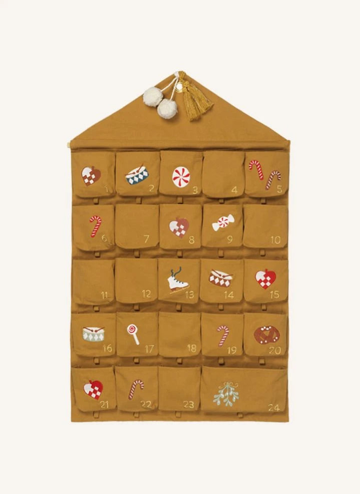 Fabelab - Bestickter Baumwoll-Adventskalender | Senf