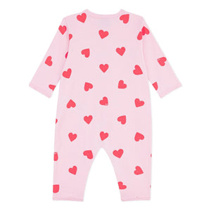 Petit Bateau - Fußloser Schlafanzug mit Herzmuster | Rosa
