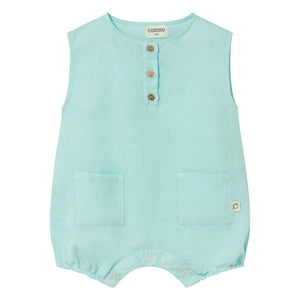 Cozmo - Milo Leinen Overall Shorts | Aqua