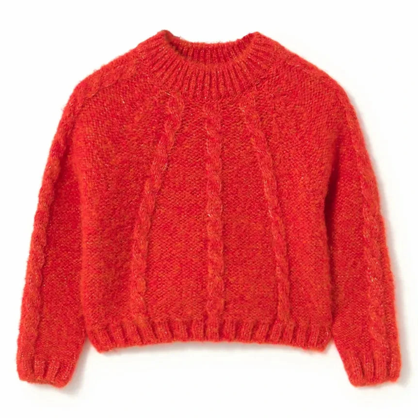 Cozmo - Alba Gedrehter Pullover | Neonorange