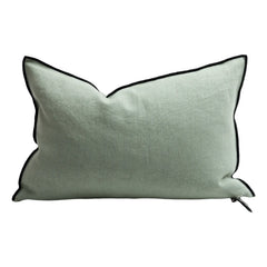 Maison de Vacances - Vice Versa Black Line Gewaschenes Leinenkissen | Salbei