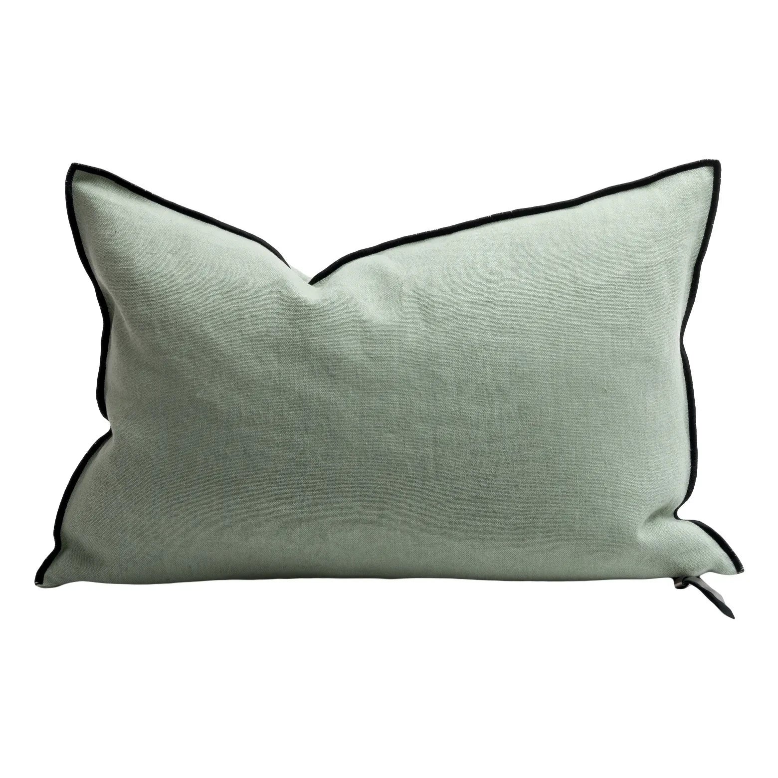 Maison de Vacances - Vice Versa Black Line Gewaschenes Leinenkissen | Salbei