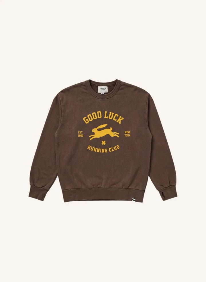 Finger in the nose - "Blow Good Luck" Organische Baumwoll-Sweatshirt | Schokolade