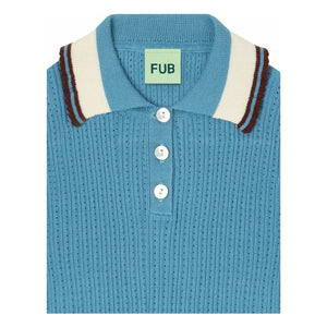 FUB - Polo Pointelle Feine Bio-Baumwollstrickware | Azure Blau