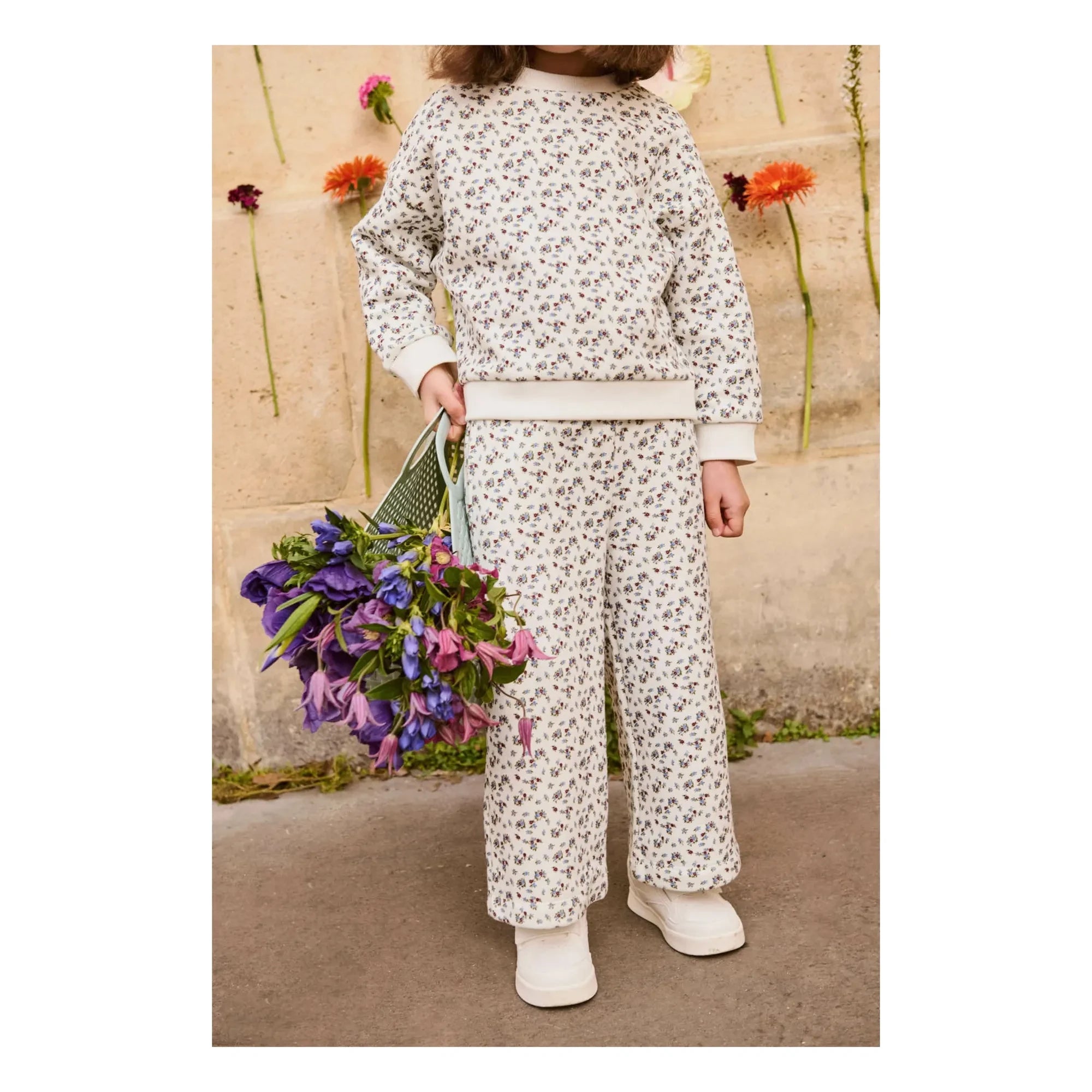 Louise Misha - Ysalia Organische Baumwollhose mit Blumenmuster | Creme