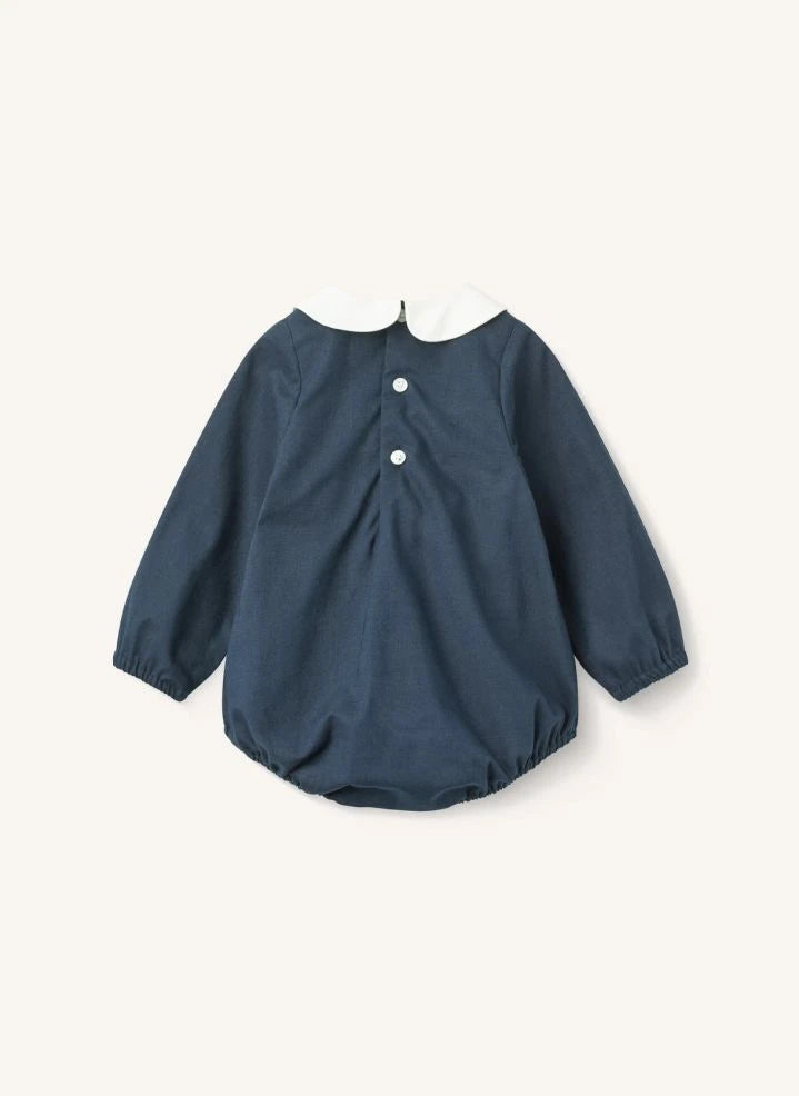 Copenhagen Colors - Jumpsuit aus Bio-Baumwolle mit Raffungen und Stickereien | Dunkelblau