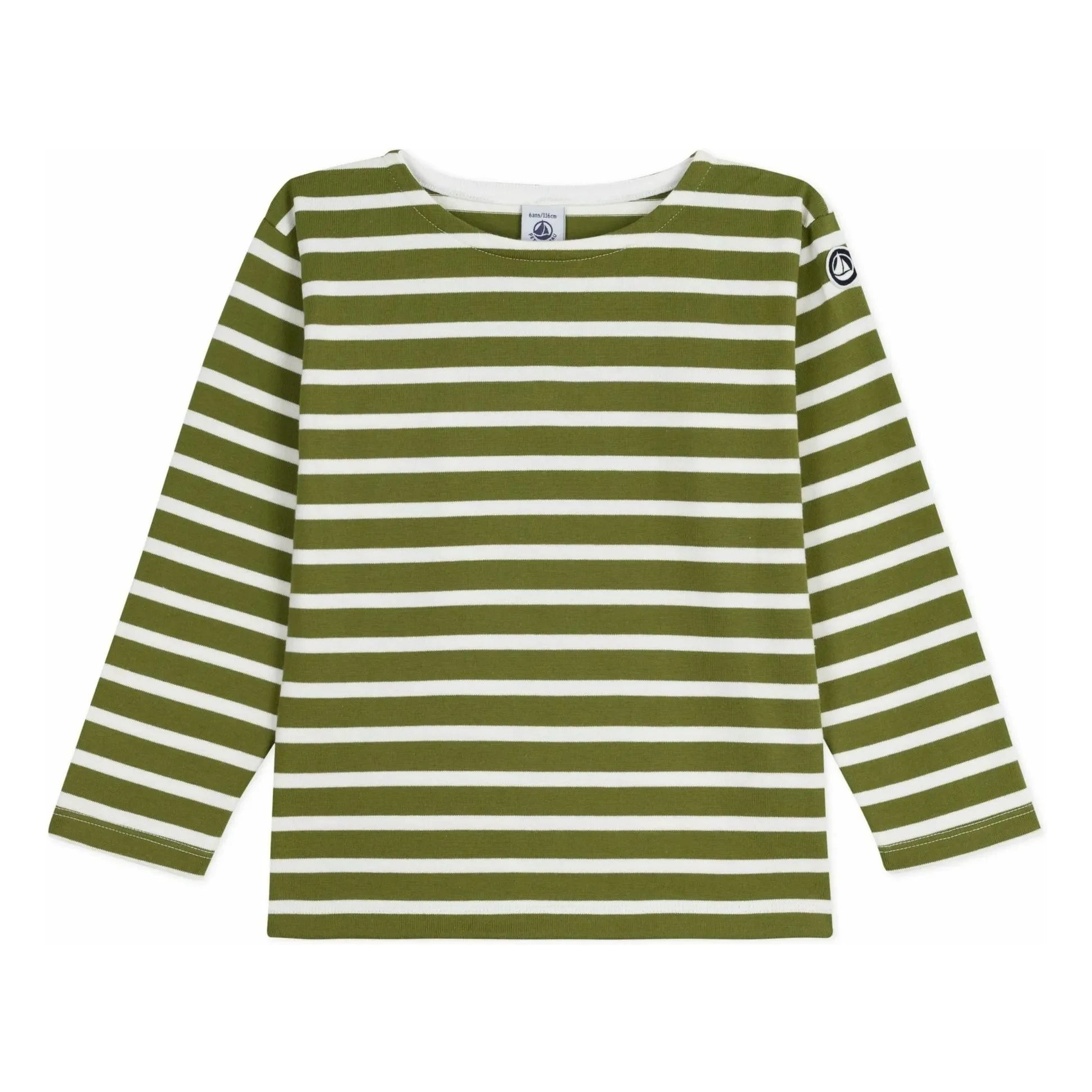 Petit Bateau - Logo Langarm-Marinière-T-Shirt Bio-Baumwolle | Grün