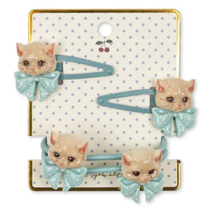 Konges Sløjd - Katzen-Themen-Haarspange und Scrunchie Set | Blau