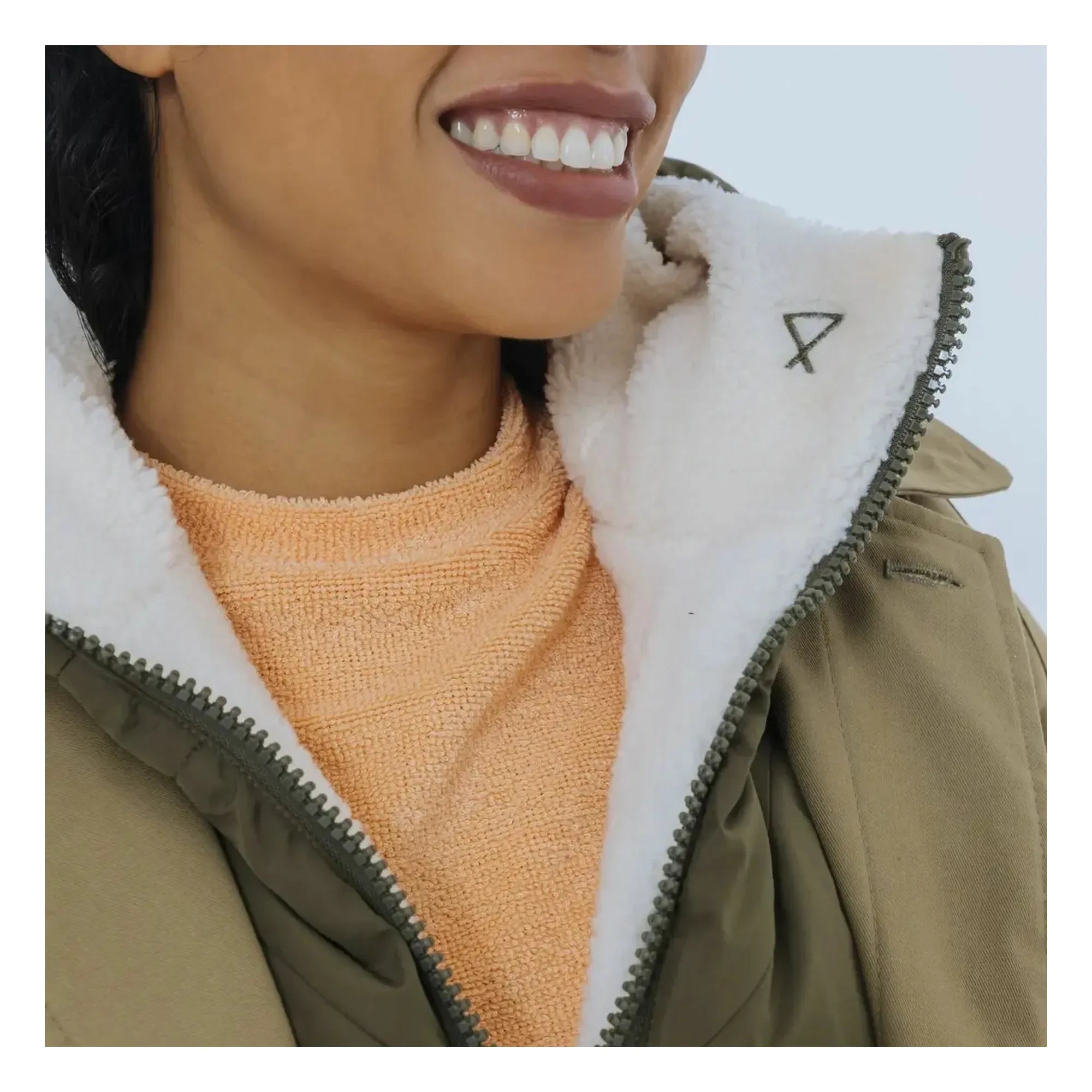 Fudoon - Wendejacke mit Shearling-Effekt Kapuze | Khaki