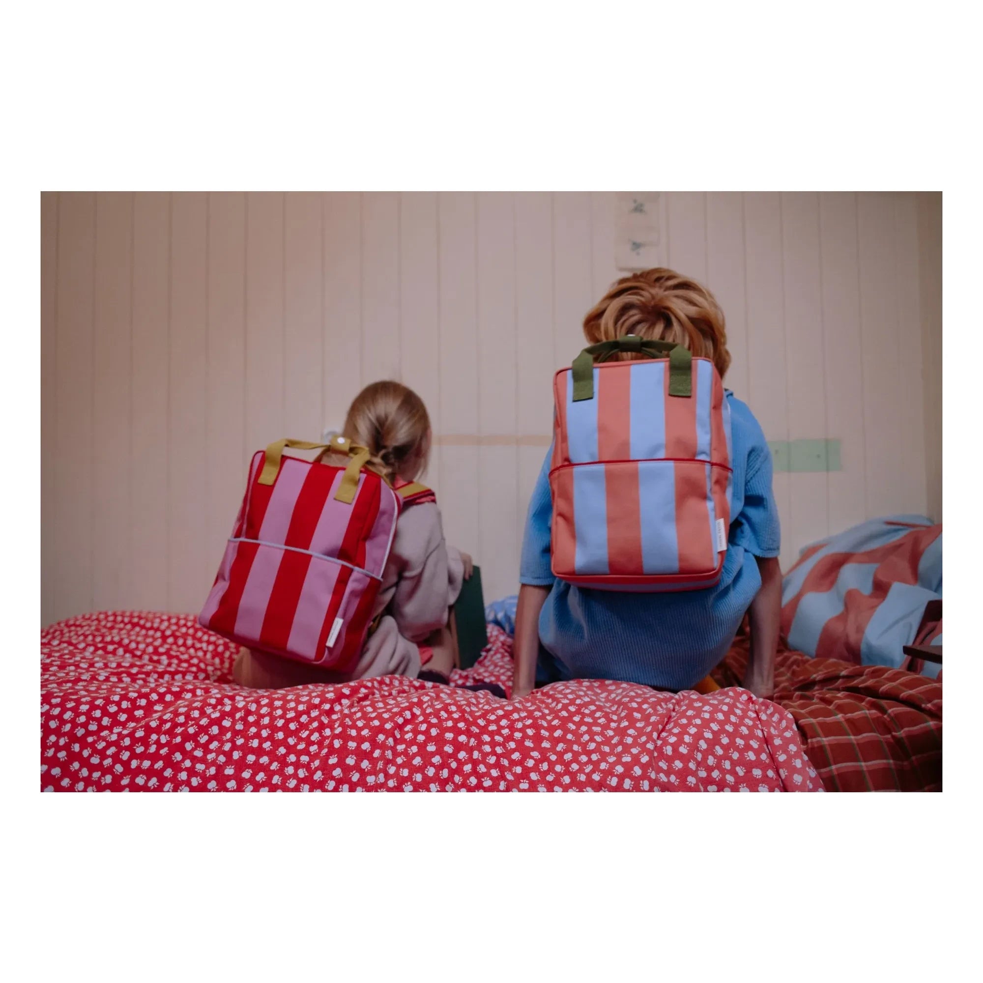 Sticky Lemon - Mittelgroßer Gestreifter Rucksack | Fuchsia