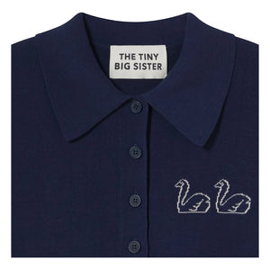 The Tiny Big Sister – Baumwoll-Schwan-Polohemd | Marineblau