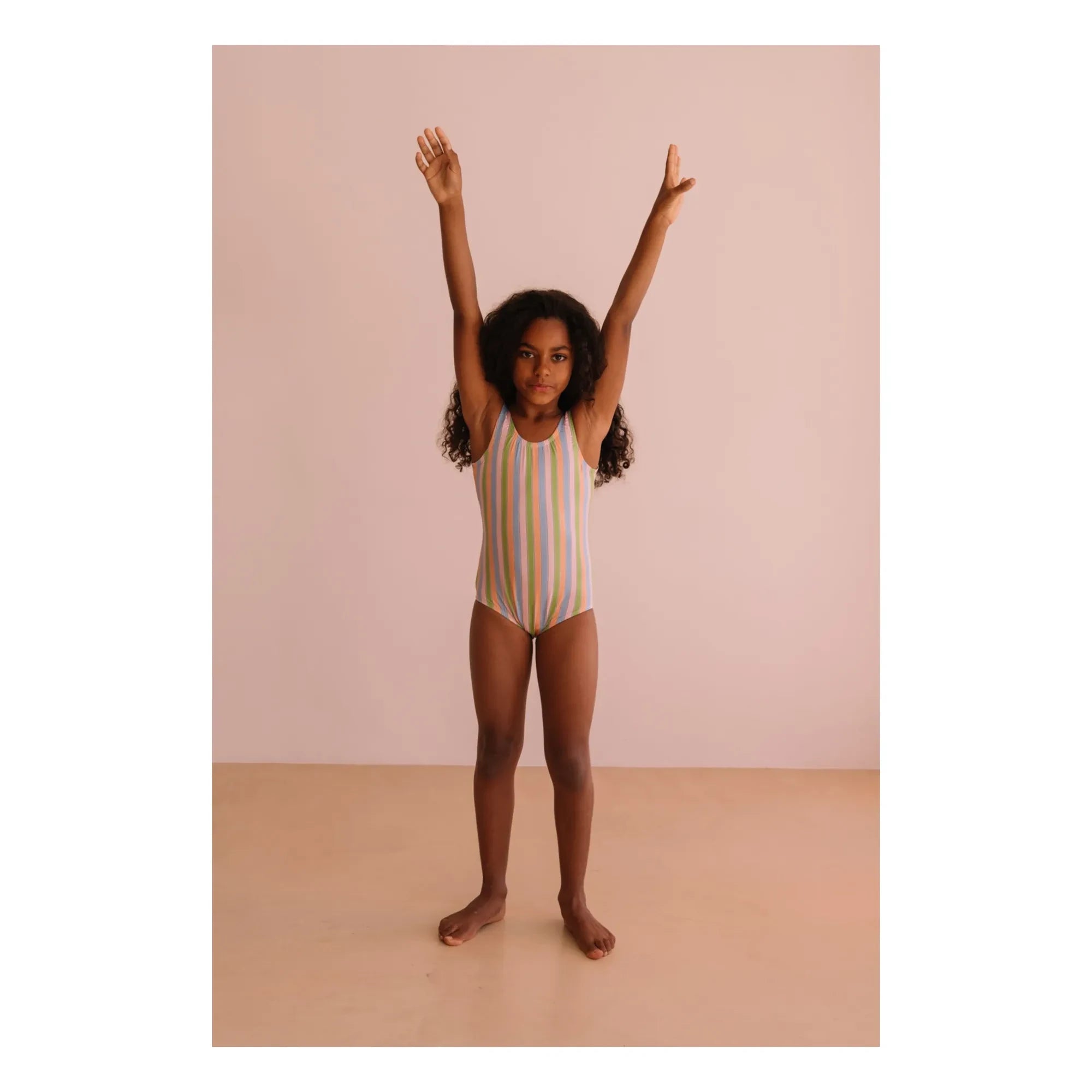 We Are Kids - Hailey Gestreifter Badeanzug | Hellrosa