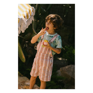 Favorite People - Lasagna Gestreifter Kurzer Overall | Rosa