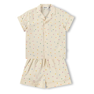 Molo - Lexi Hearts Bio-Baumwolle Kurzpyjama | Ecru
