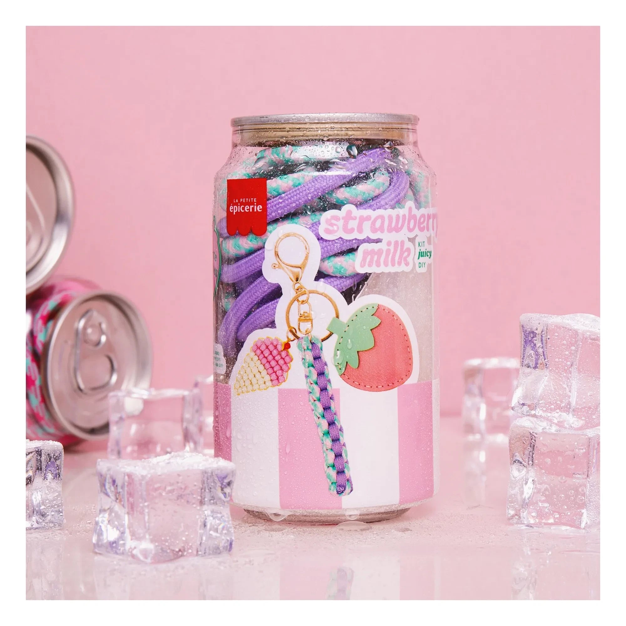 La Petite Épicerie - Pshiiit Schlüsselanhänger-Set - Strawberry Milk