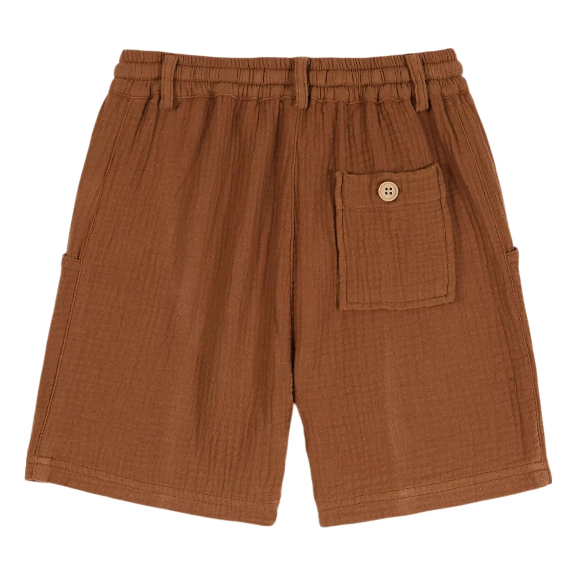 Emile et Ida - Braune einfarbige Baumwoll-Gaze-Shorts