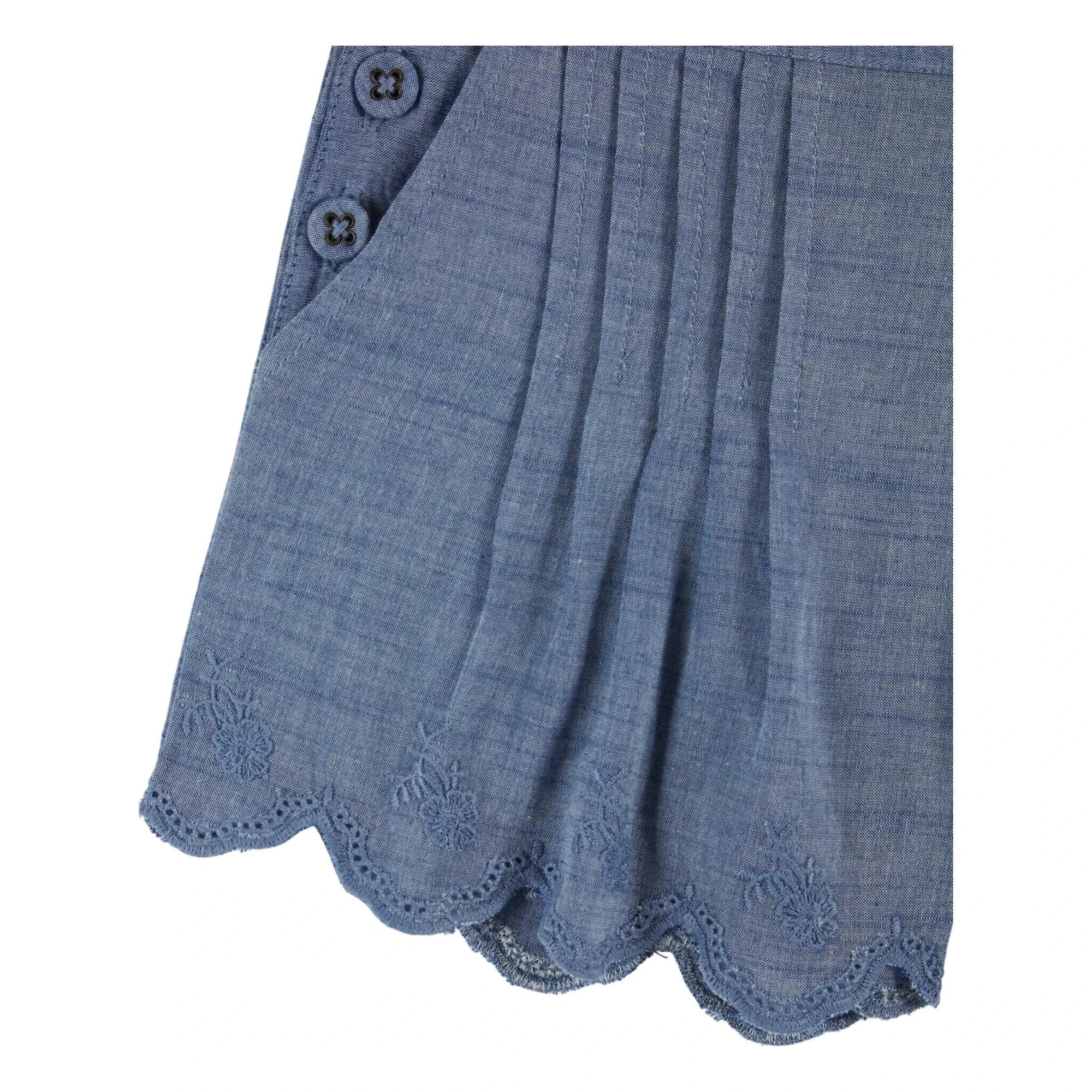Emile et Ida - Blaue Chambray-Shorts mit Stickerei