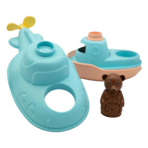 Simple - Badespaß-U-Boot - Einzeln x Kleiner brauner Teddybär | Blau