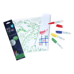 Superpetit - Doppelseitige Mini-Mal-Tischset mit 4 Filzstiften - Dinosaurier
