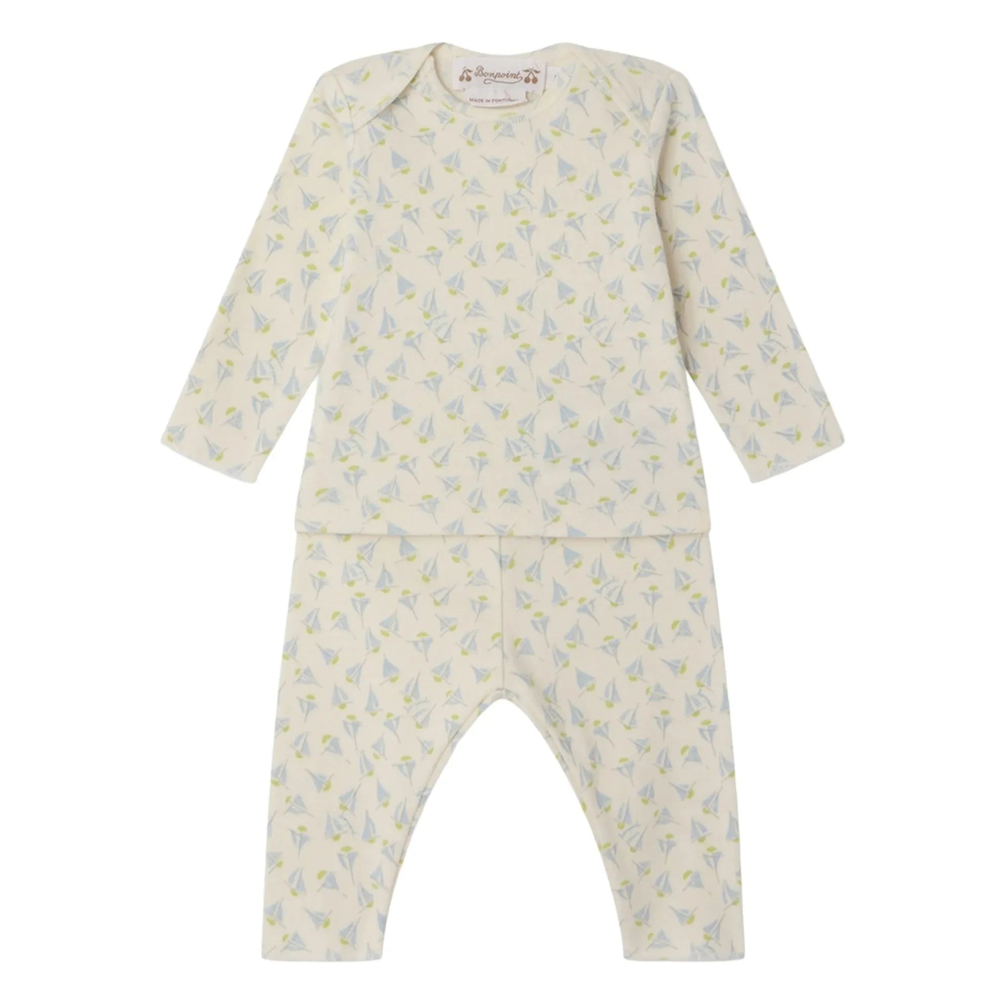 Bonpoint - Timi Voiliers Bio-Baumwoll-T-Shirt und Leggings Set | Gebrochenes Weiß