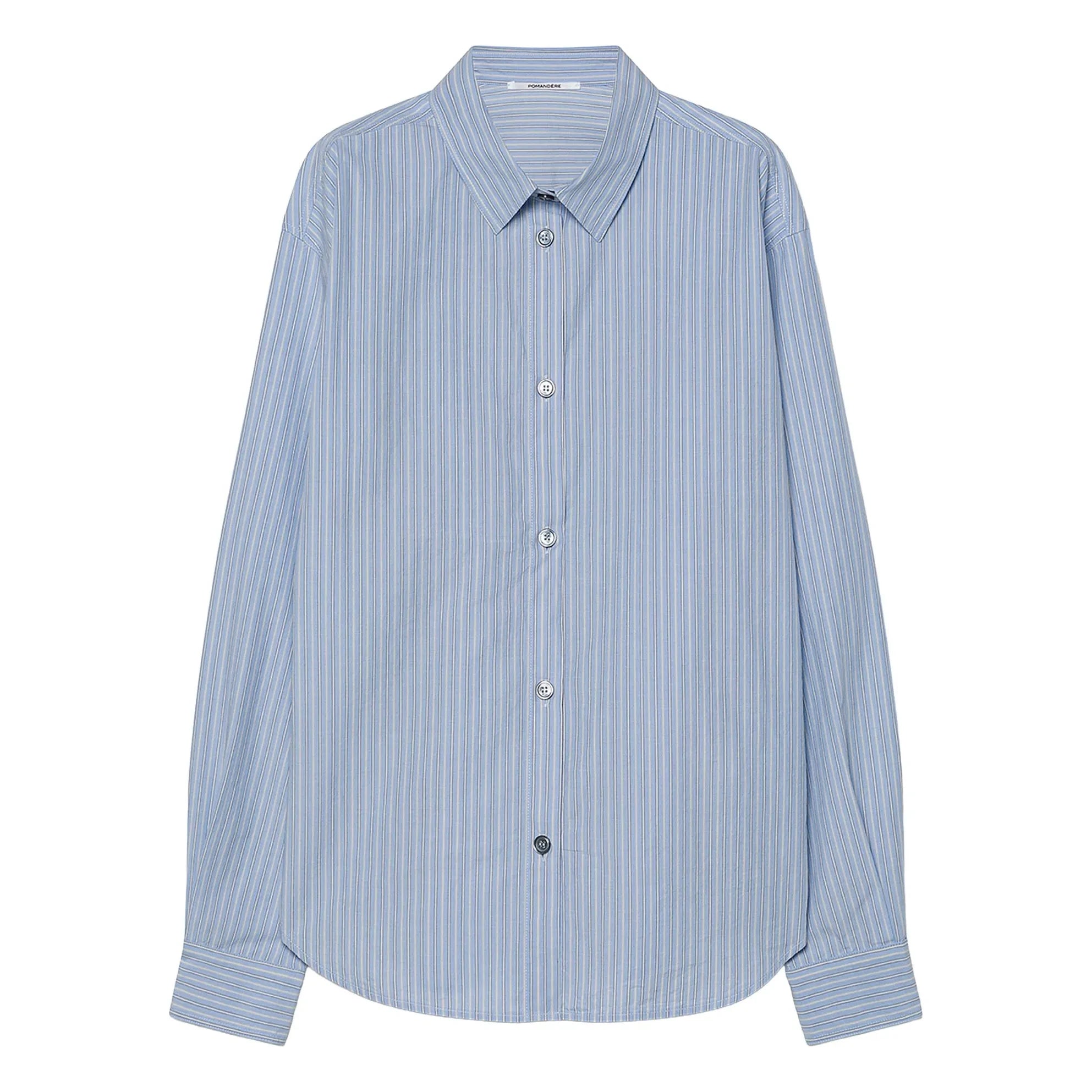 Pomandère – Gestreiftes Baumwollpopeline-Hemd | Blau