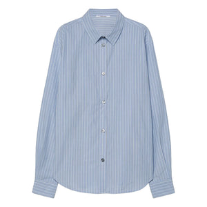 Pomandère – Gestreiftes Baumwollpopeline-Hemd | Blau