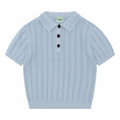 FUB - Poloshirt aus Bio-Baumwolle mit Feinstrickstruktur | Hellblau