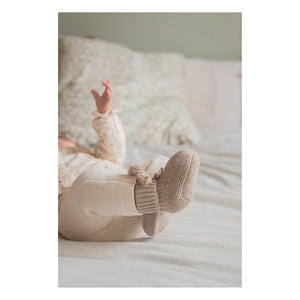 Gentil Coquelicot - Gestrickte Booties und bestickter Beutel | Terrakotta-Braun