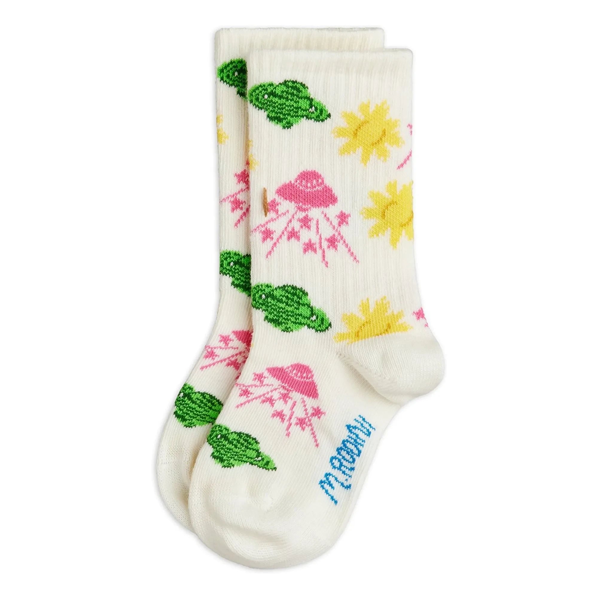 Mini Rodini – Socken aus Bio-Baumwolle mit All-Over-Print | Ecru