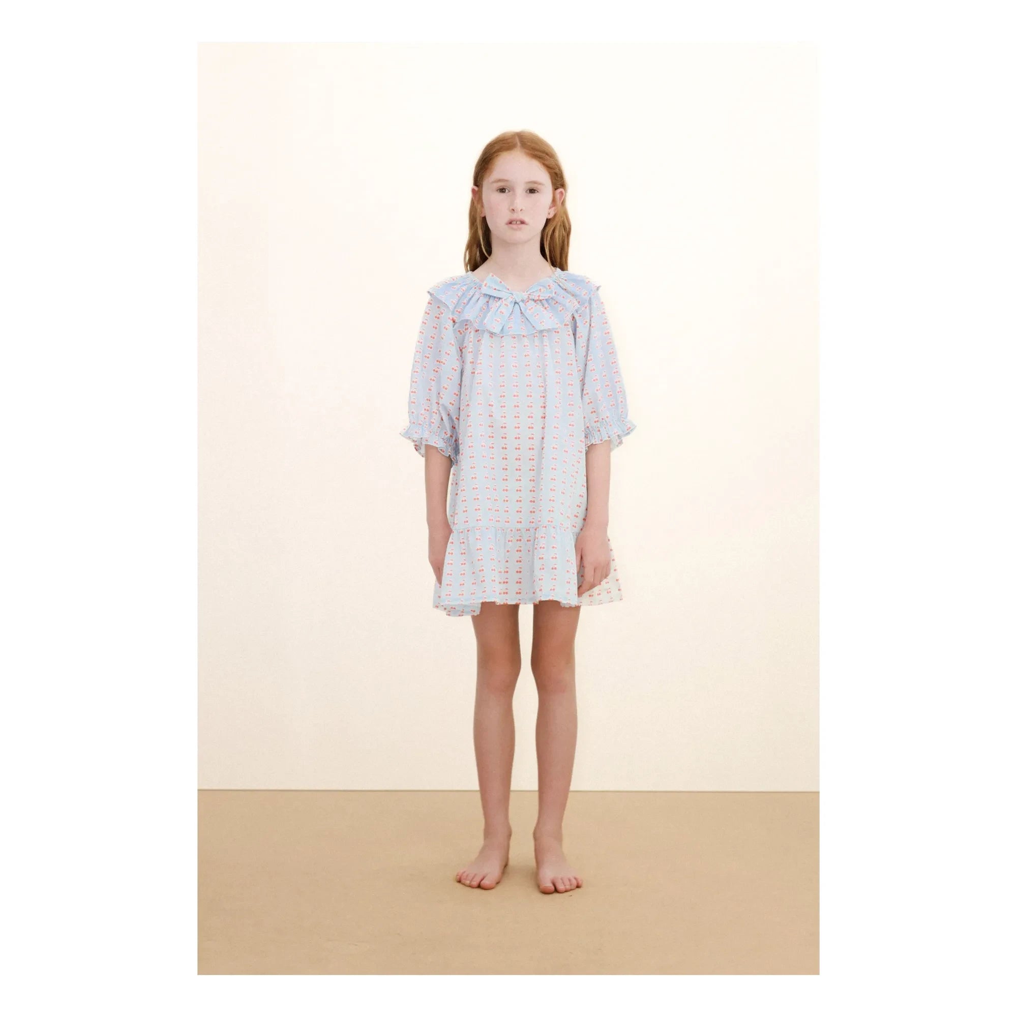 Tinycottons - Kirsch-Rüschenkleid | Eisblau