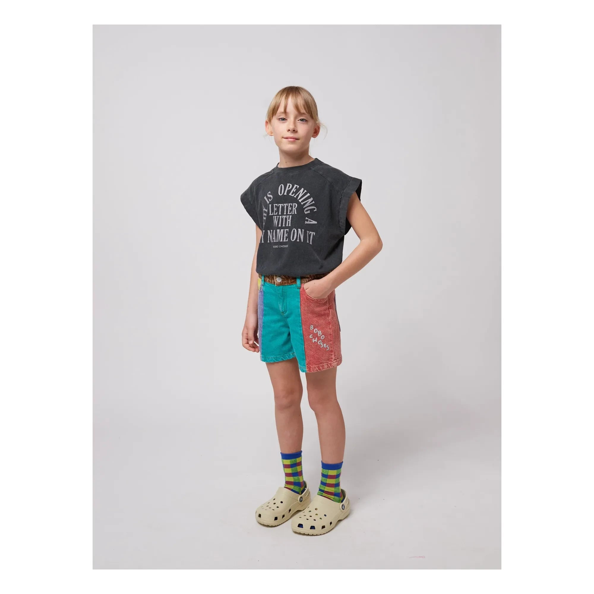 Bobo Choses - Shorts aus Bio-Baumwolle mit Farbblock | Türkis